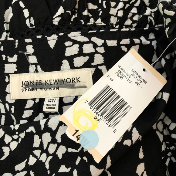 Jones New York Maxi Skirt Cotton 14W Black Batik. Floral A-Line - Picture 6 of 7